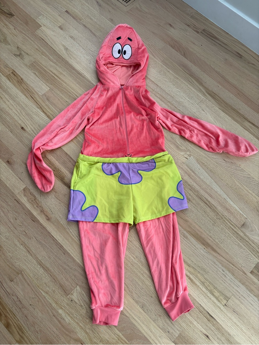 SpongeBob Squarepants Pink Patrick Star Costume with Yellow & Purple Shorts